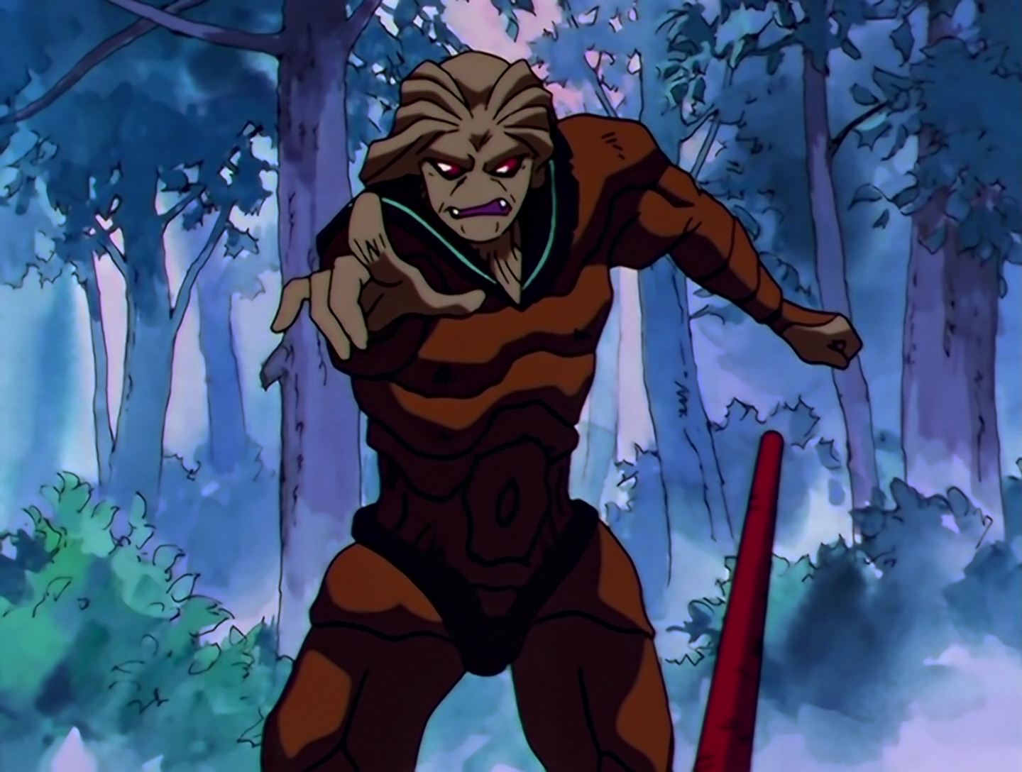 Sailor Artist, a Phage from Sailor Moon episode 183. He has a human shape, but his whole body appears to be made of brown clay, with his head, neck and hands as a more grayish-brown. His head has ridges that vaguely resemble hair, and he has red eyes and fangs. He also has a sailor collar, as Phage generally do.